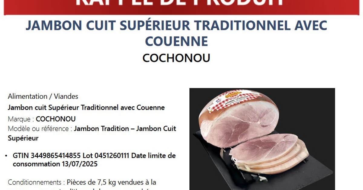 Salute. Listeria: prosciutto Cochonou venduto a Leclerc non idoneo al consumo