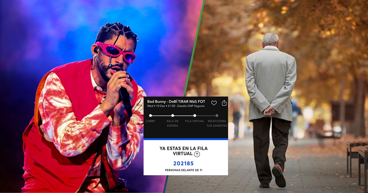 Homem entra na fila virtual do Bad Bunny e emerge 10 anos depois com netos e um diploma de pós-graduação.