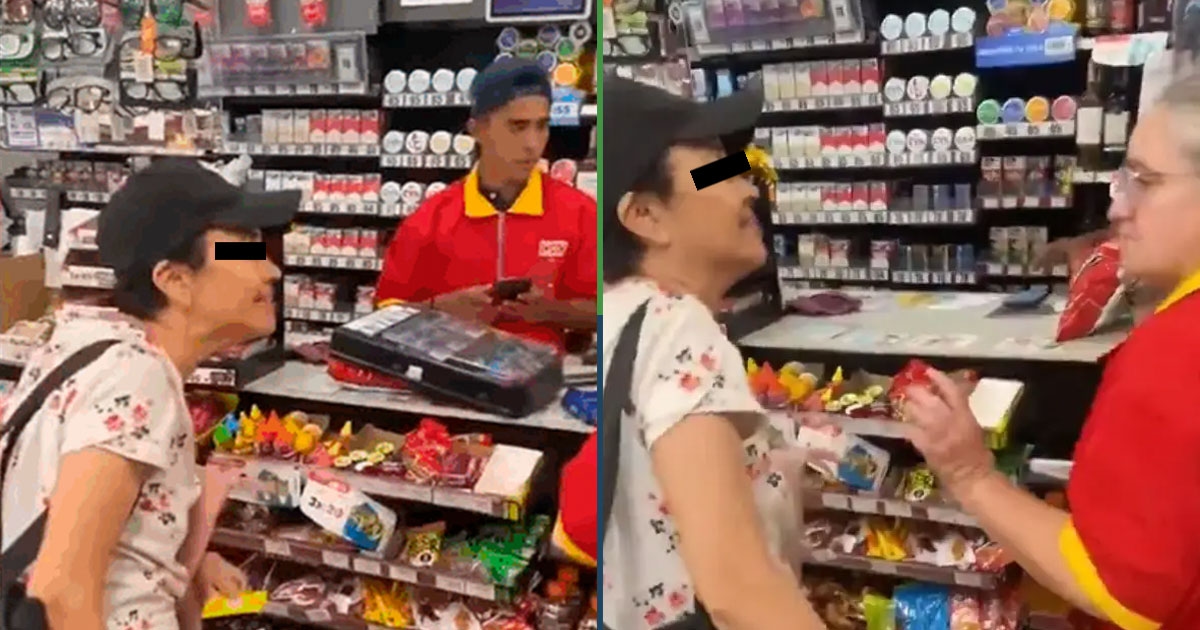 Doñita crie sur un employé d'Oxxo parce qu'il n'y a pas de système et "Lady Recargas" apparaît.