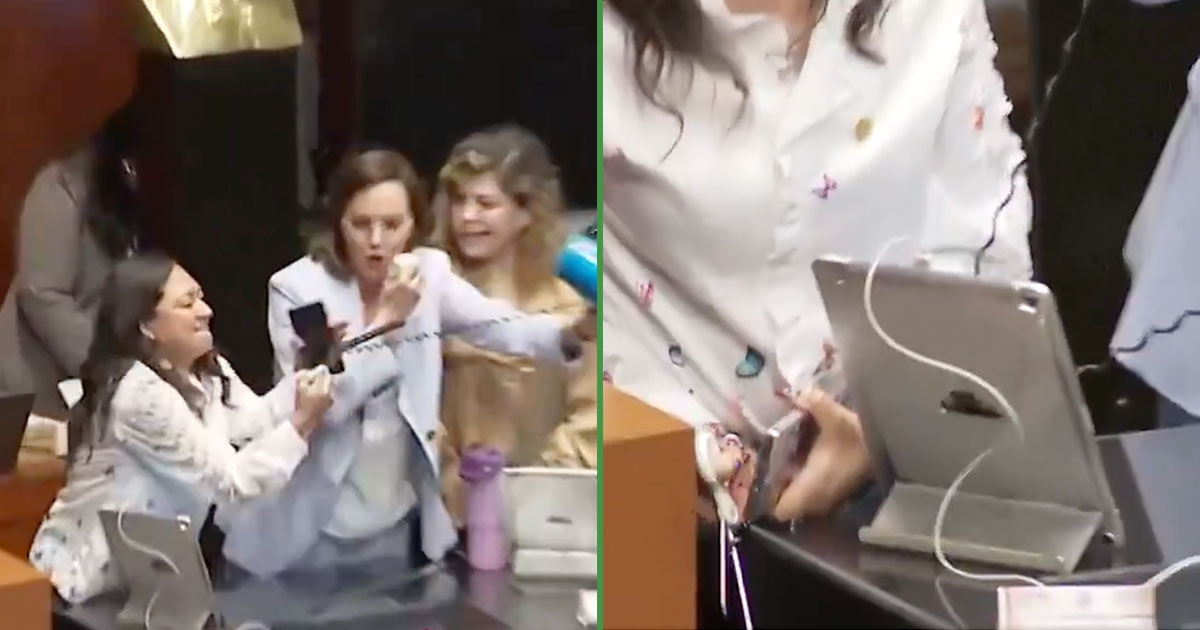 Het exacte moment waarop de megafoonkabel van Lilly Téllez wordt doorgesneden