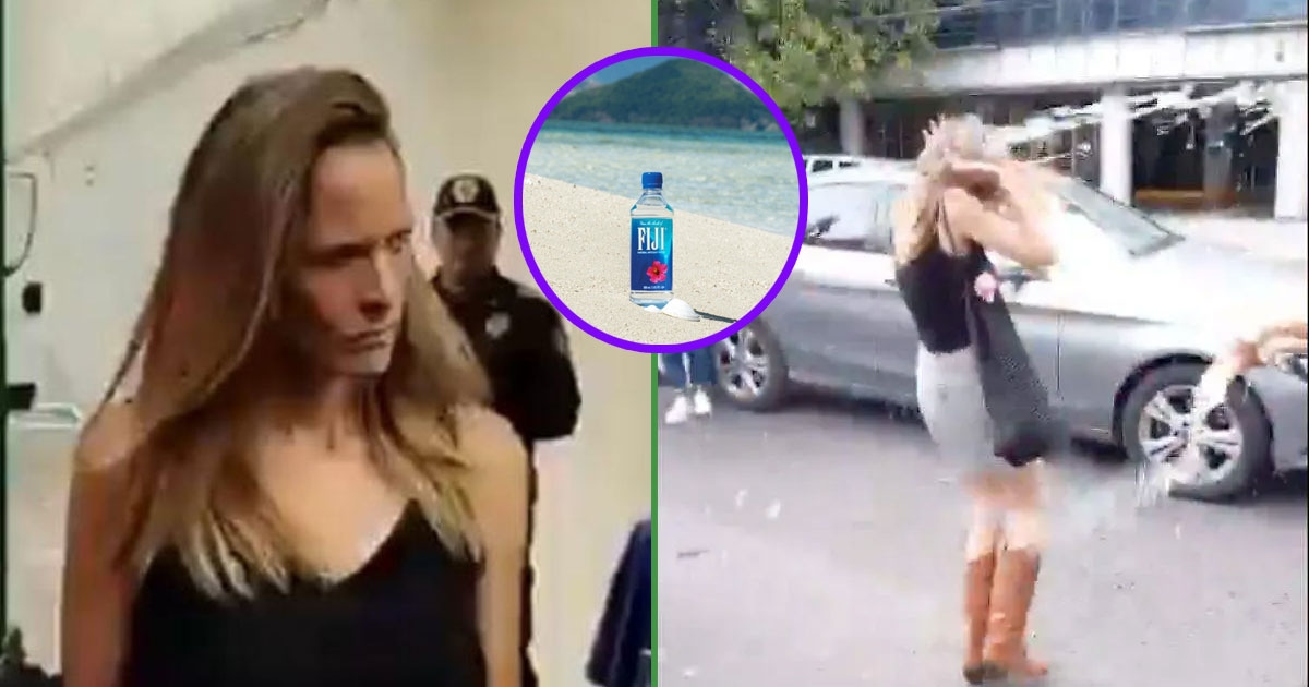 La signora razzista pretende che la prossima volta che qualcuno le tira addosso dell'acqua, la getti con Evian o con le Fiji.