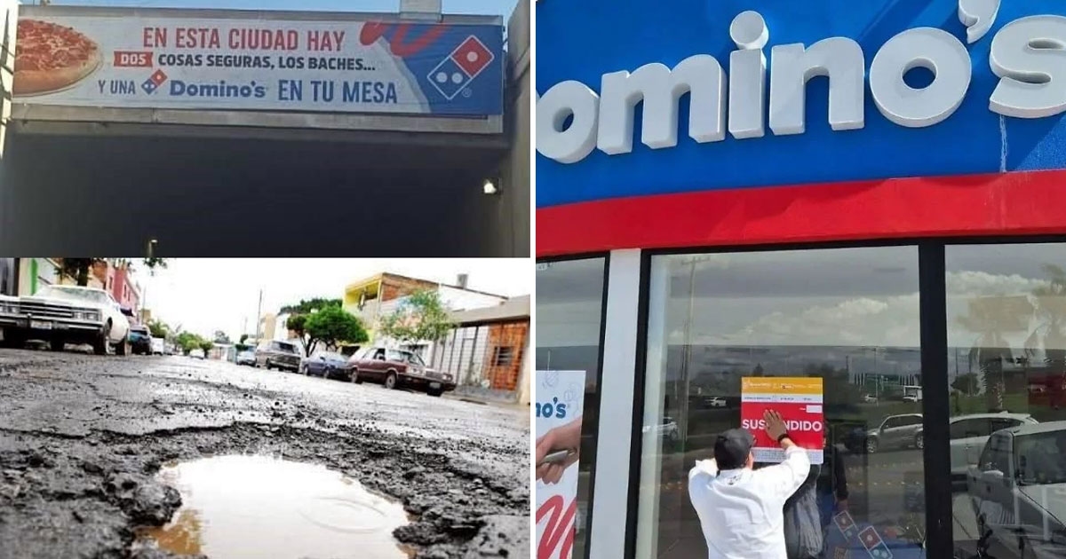 Por chistosos: Clausuran pizzería en San Luis Potosí por burlarse de los baches de la ciudad