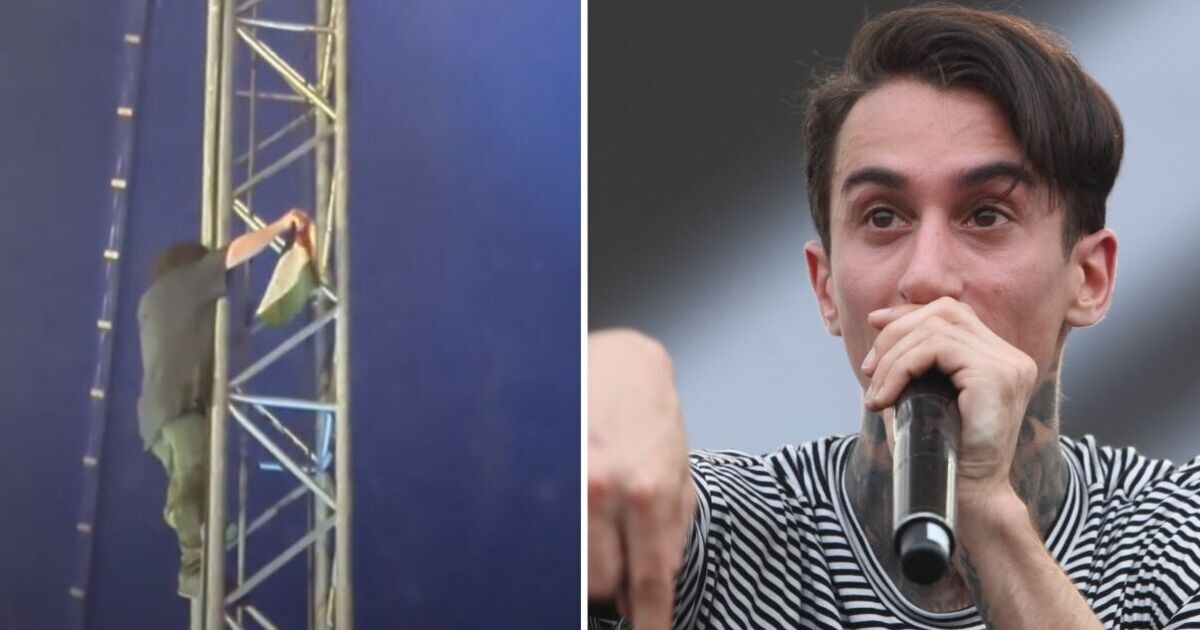 Momento em que manifestante palestino interrompe show enquanto palco do Download Festival é evacuado