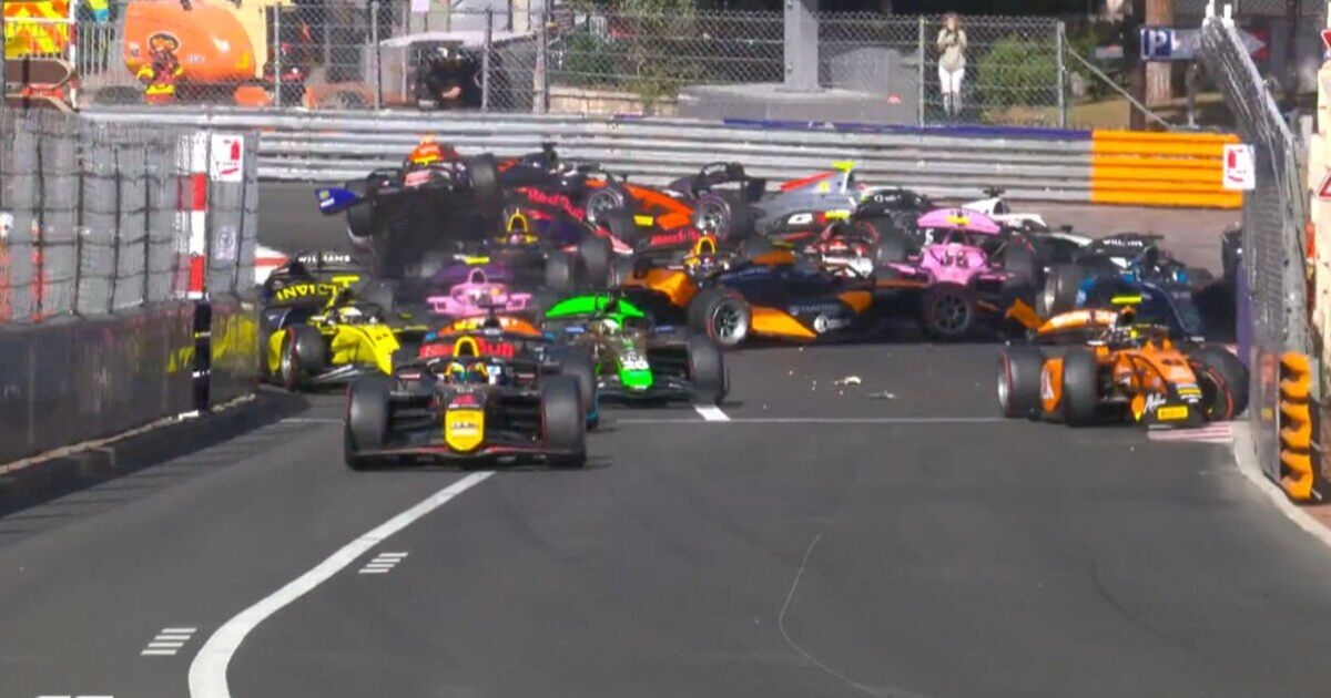 Monaco GP chaos as 12-car pile-up ruins race with vehicles on top of each other