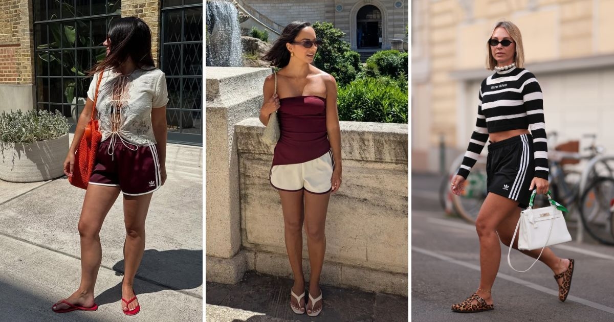 Todo mundo está usando shorts Adidas de novo, mas desta vez, eles têm um visual mais esportivo e chique do que o estilo do dia dos esportes na escola.