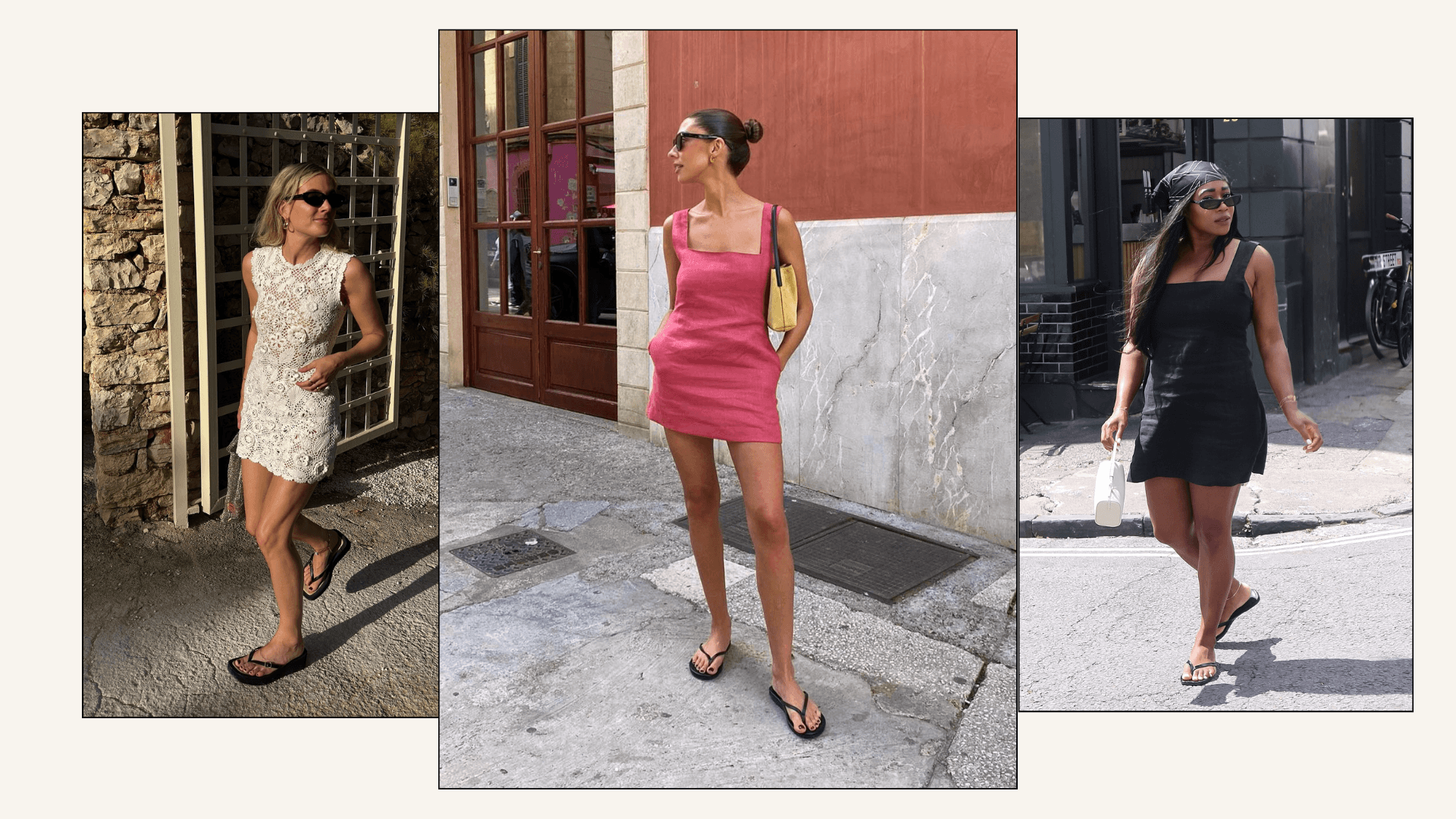 5 combinaciones sencillas pero elegantes de minivestido y chanclas que usaré repetidamente este verano