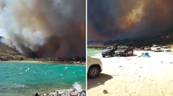 Vídeo del incendio cerca de la playa: temor entre los bañistas