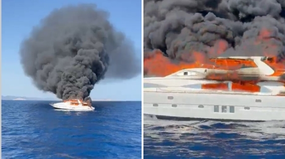 Dramatic video shows yacht catches fire and sinks off Formentera