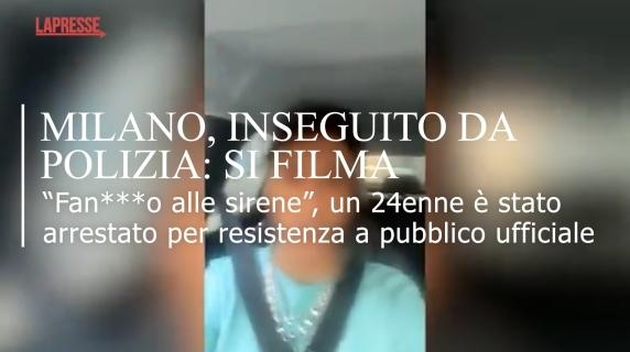 Milan, hij filmt zichzelf terwijl hij door de politie wordt achtervolgd. Een woedende aanval en beledigingen.