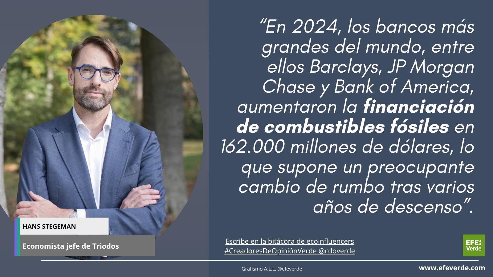 Hans Stegeman, hoofdeconoom van Triodos Bank, is de milieufiguur van de week van Sustainable Planet.