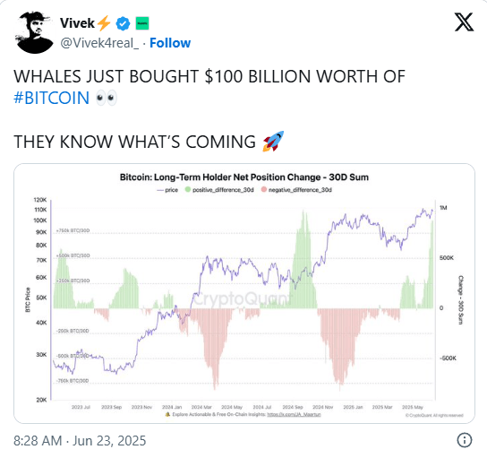 Kripto balinaları 100 milyar dolara Bitcoin satın aldı - Sonundan önce düzeltme mi?