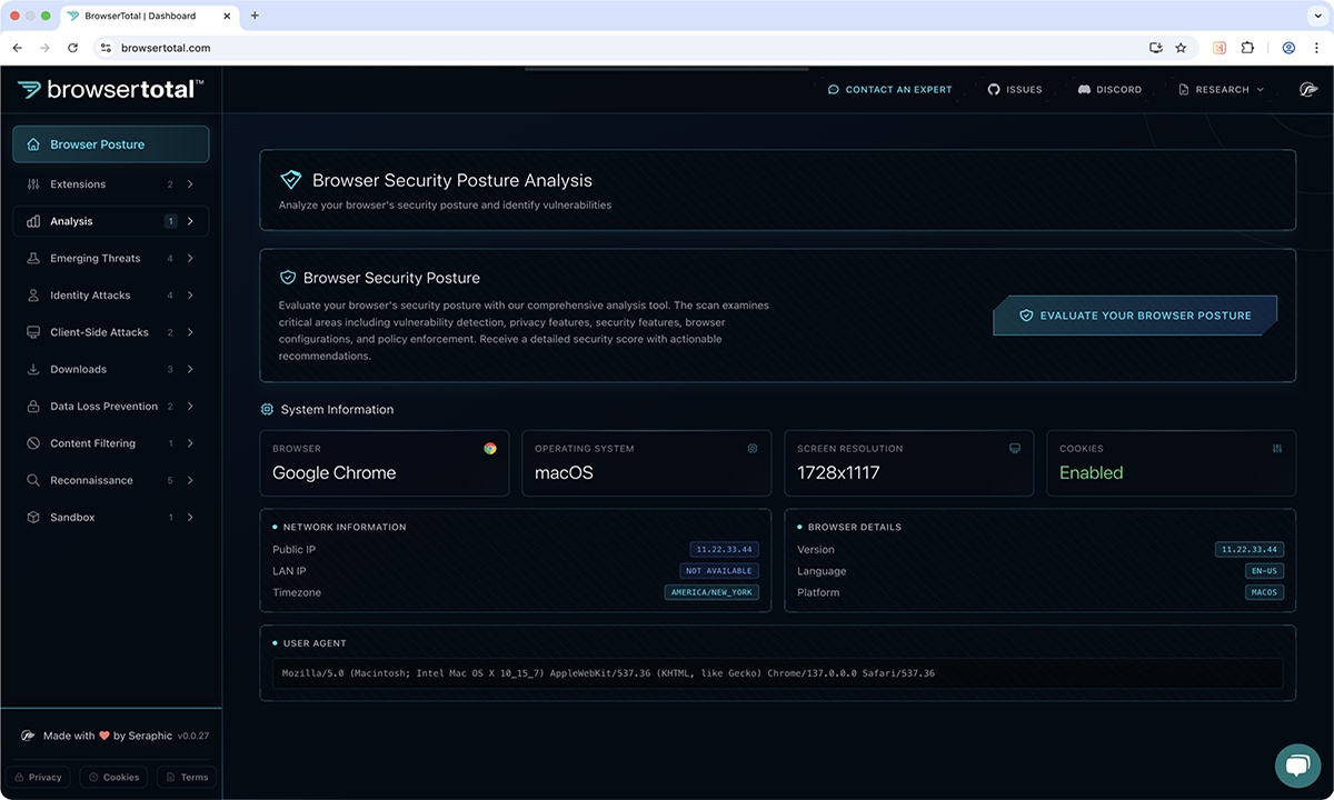 Seraphic Security stellt BrowserTotal™ vor – kostenlose KI-gestützte Browser-Sicherheitsbewertung für Unternehmen