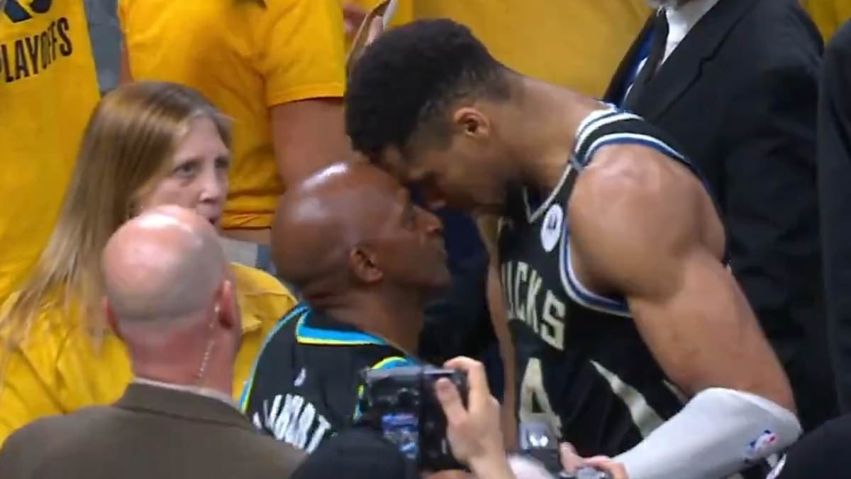 Giannis Antetokounmpo, de los Bucks, estalla contra el padre de la estrella de los Pacers, Tyrese Haliburton, después de un alocado final en los playoffs en Indy.
