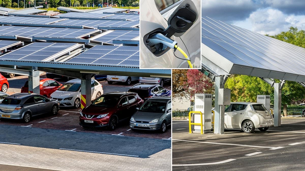 Os estacionamentos podem ser cobertos com painéis solares para fornecer carregamento de veículos elétricos como parte do mais recente esforço Net Zero