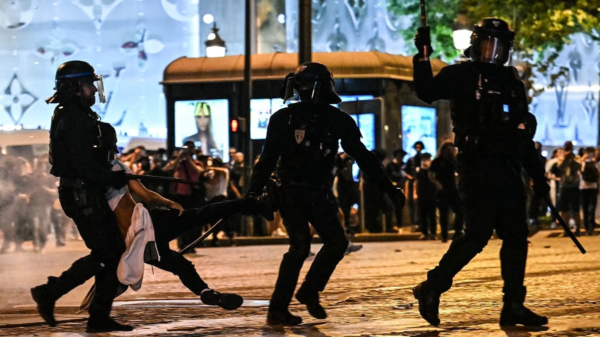 'Savage' PSG fans tear Paris apart following historic first Champions League with French riot police forced to tear gas supporters and make 131 arrest while the city of light BURNS