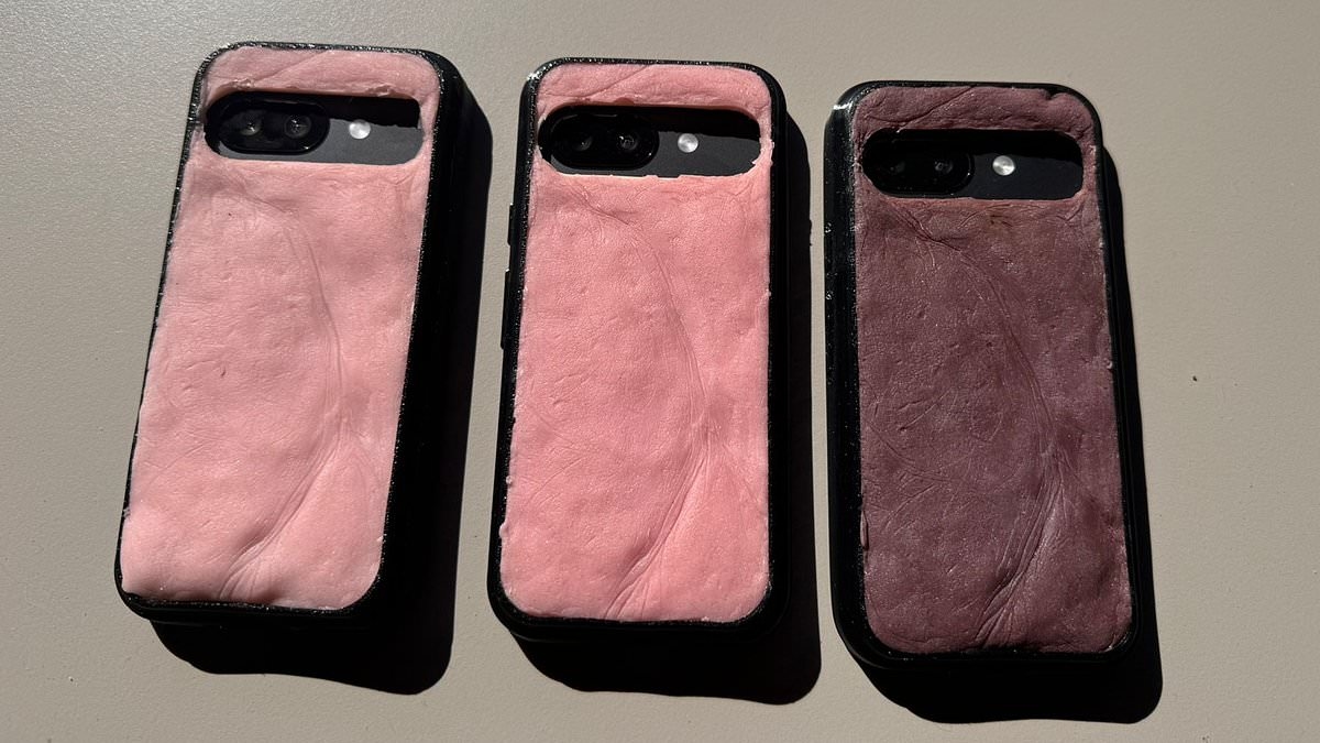 Voilà ce qu'on appelle un téléphone jetable ! Cet étui effrayant est recouvert d'une fausse peau qui brûle comme de la chair humaine lorsqu'elle est exposée aux UV.