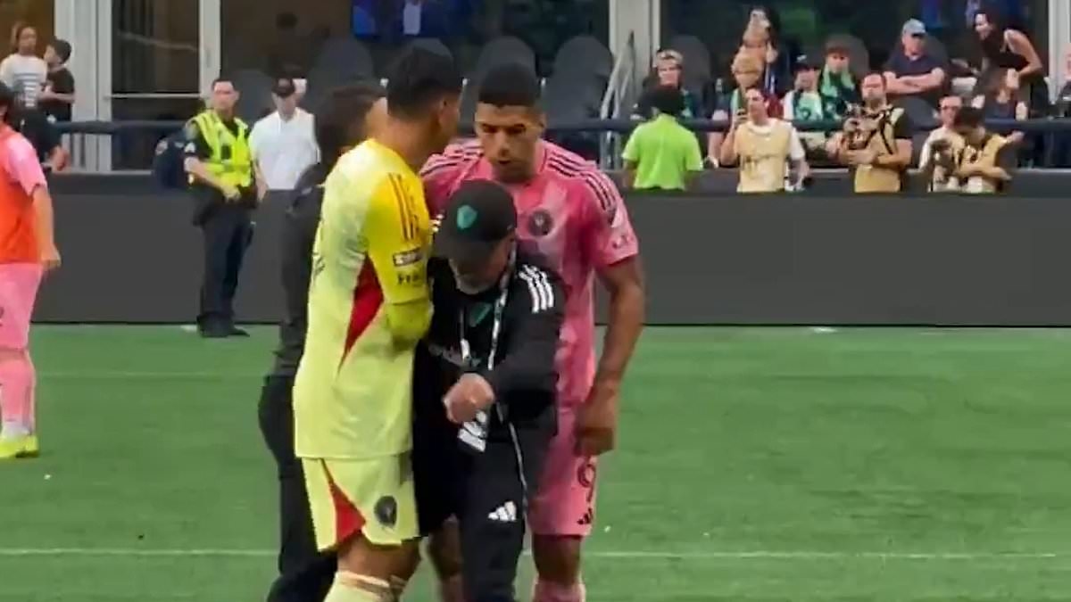 Disgusting footage shows Luis Suarez spitting on rival coach after wild brawl breaks out in Inter Miami cup final loss