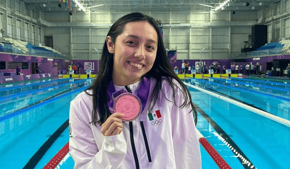 Mariana Ortega Gil uit Yucatán bezorgt Mexico brons bij het zwemmen tijdens de Junior Pan-Amerikaanse Spelen.