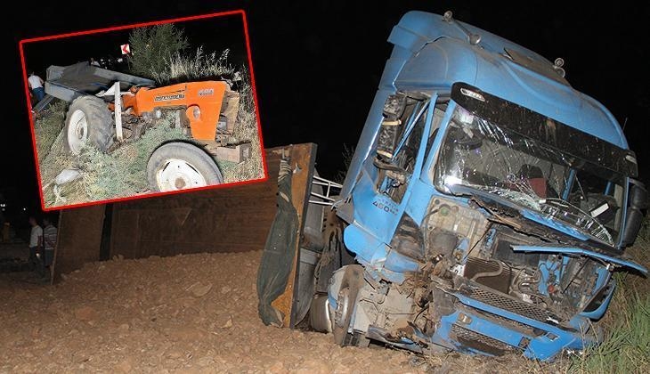 Een vreselijk ongeluk in Manisa! Een graafmachine botste van achteren tegen een tractor; één dode, één gewonde.