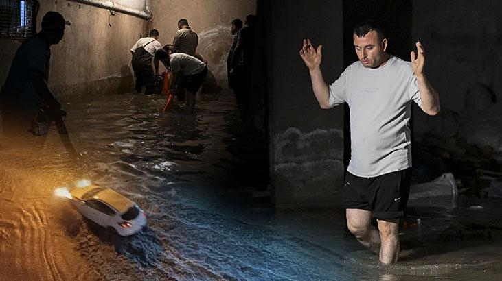 ¡Fuertes lluvias en Ankara! Las calles se convirtieron en lagos, casas y negocios inundados.