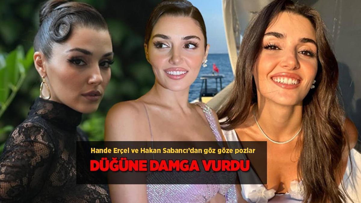Hande Erçel made her mark at the wedding with her beauty! She posed eye to eye with Hakan Sabancı