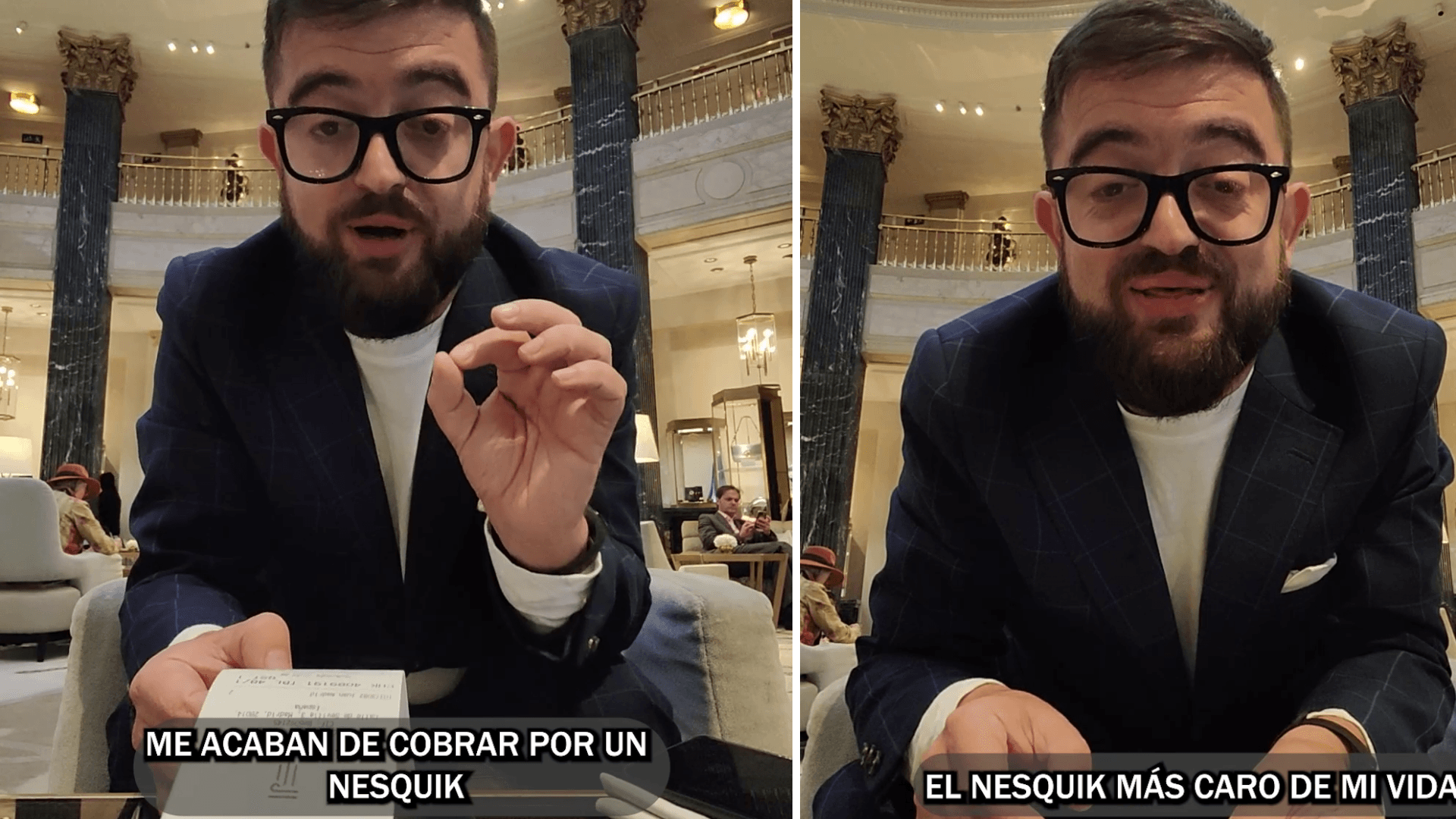 Il prend son petit-déjeuner dans le café le plus cher de Madrid et n'arrive pas à croire ce qu'ils lui facturent pour un Nesquik.