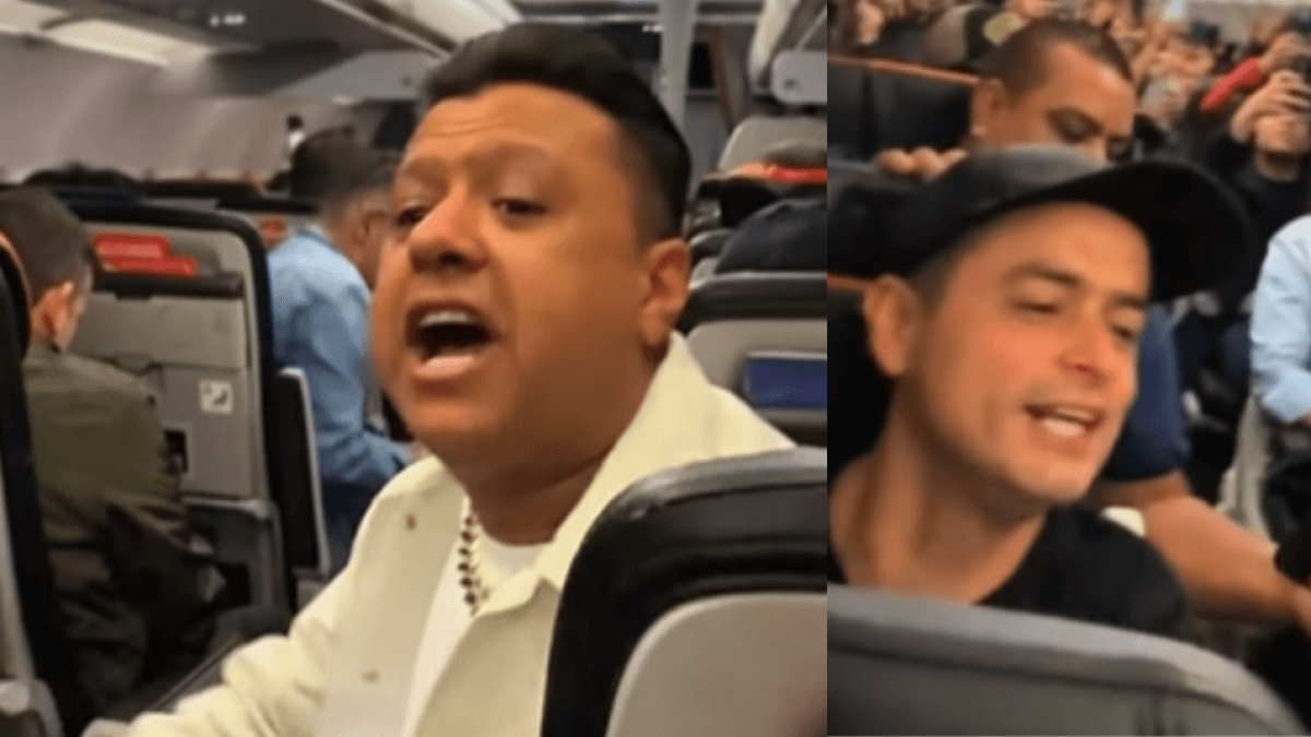 Diomedes Díaz'ın oğlu Rafael Santos, Vallenato Festivali'ne giden bir uçağın yolcularına şarkı söyledi.