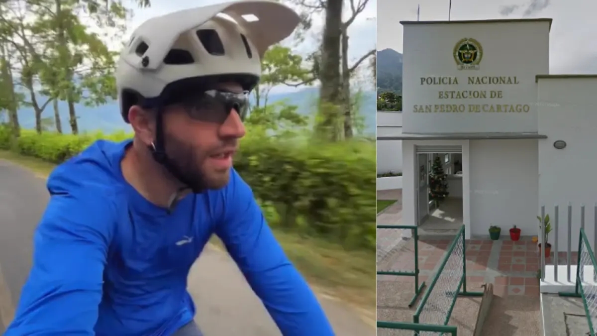 Um turista espanhol chegou à Colômbia de bicicleta e teve que dormir em uma delegacia de polícia: "Não tínhamos onde descansar".