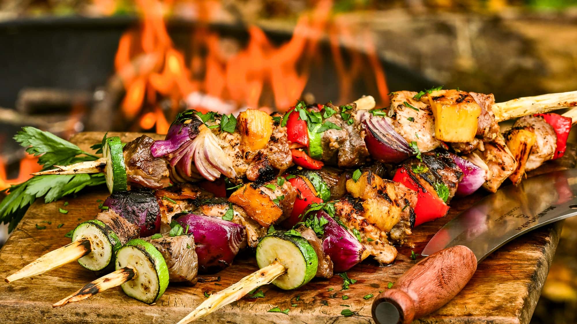 Camp Cooking Recipes: Kebab with Cheese Sauce - for 4 people