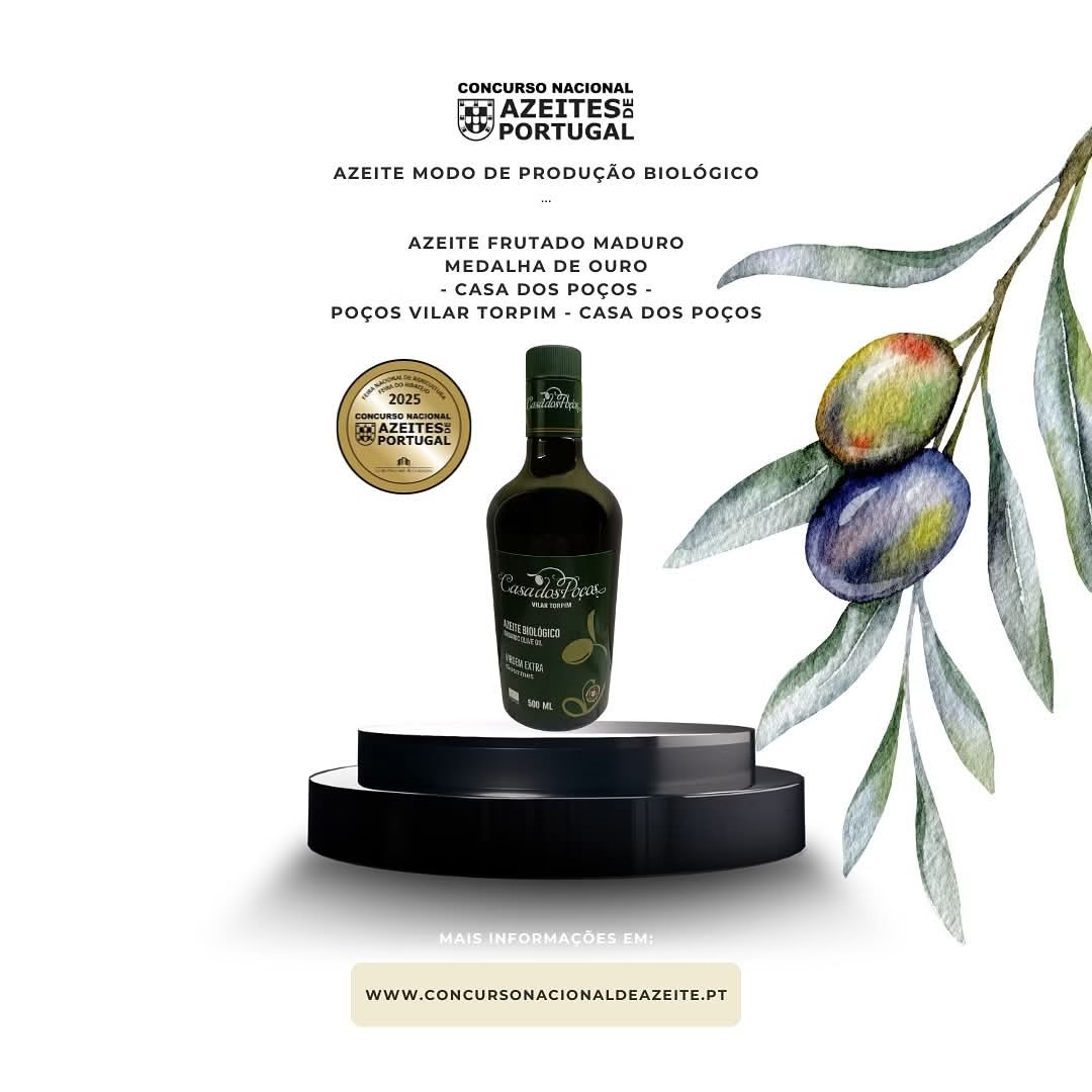 L'olio d'oliva "Casa dos Poços" ha vinto due medaglie al concorso nazionale dell'olio d'oliva