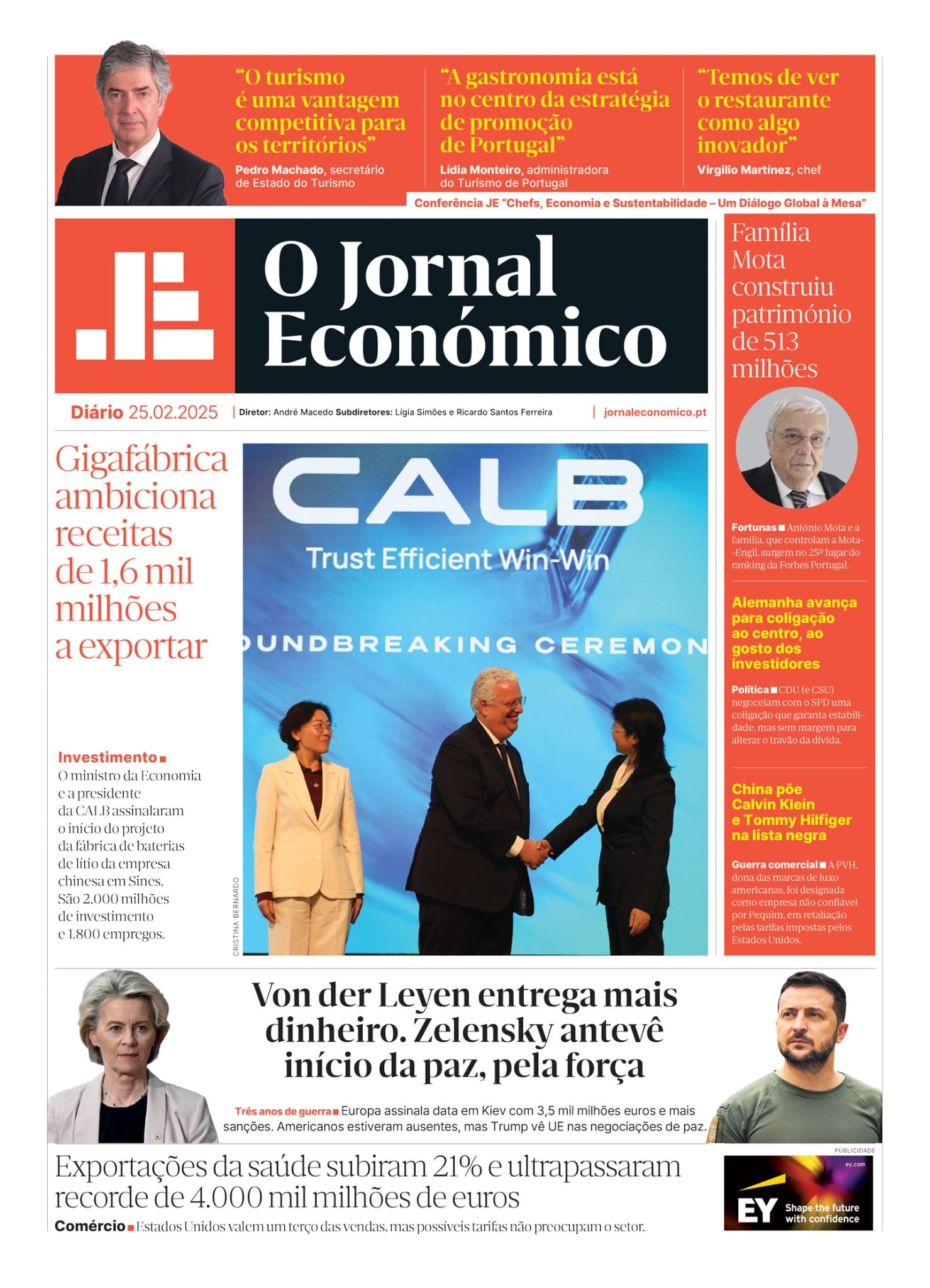 De voorpagina van Jornal Económico op 25 februari