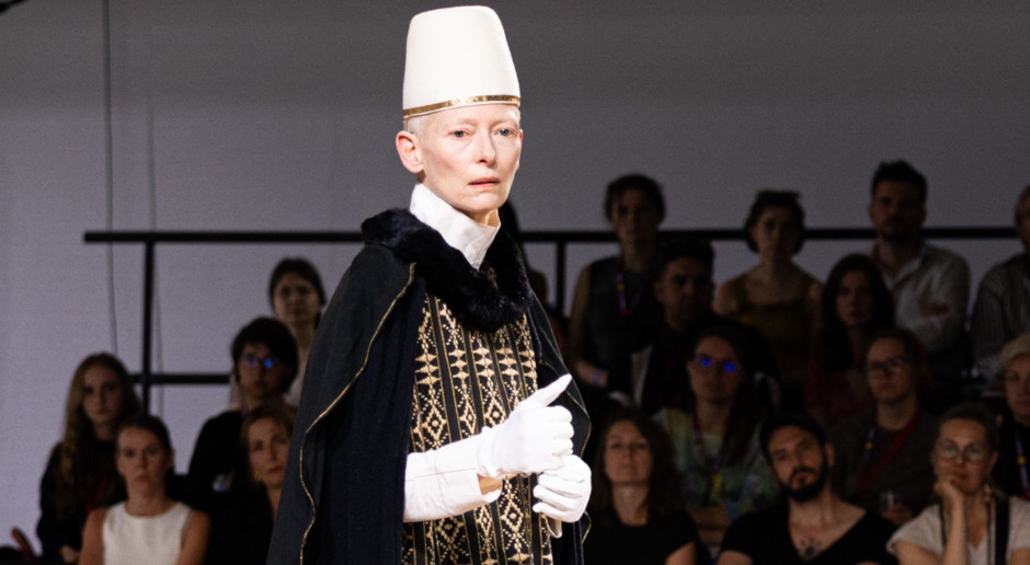 Tilda Swinton em Poznań. Ela apresentou um projeto único: "Embodying Pasolini".