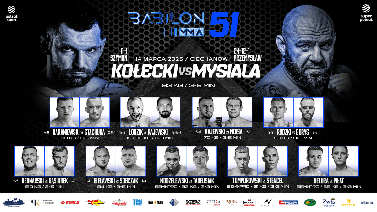 Szymon Kołecki nell'evento principale! Ecco come si presenta il cartellone del gala Babilon MMA 51