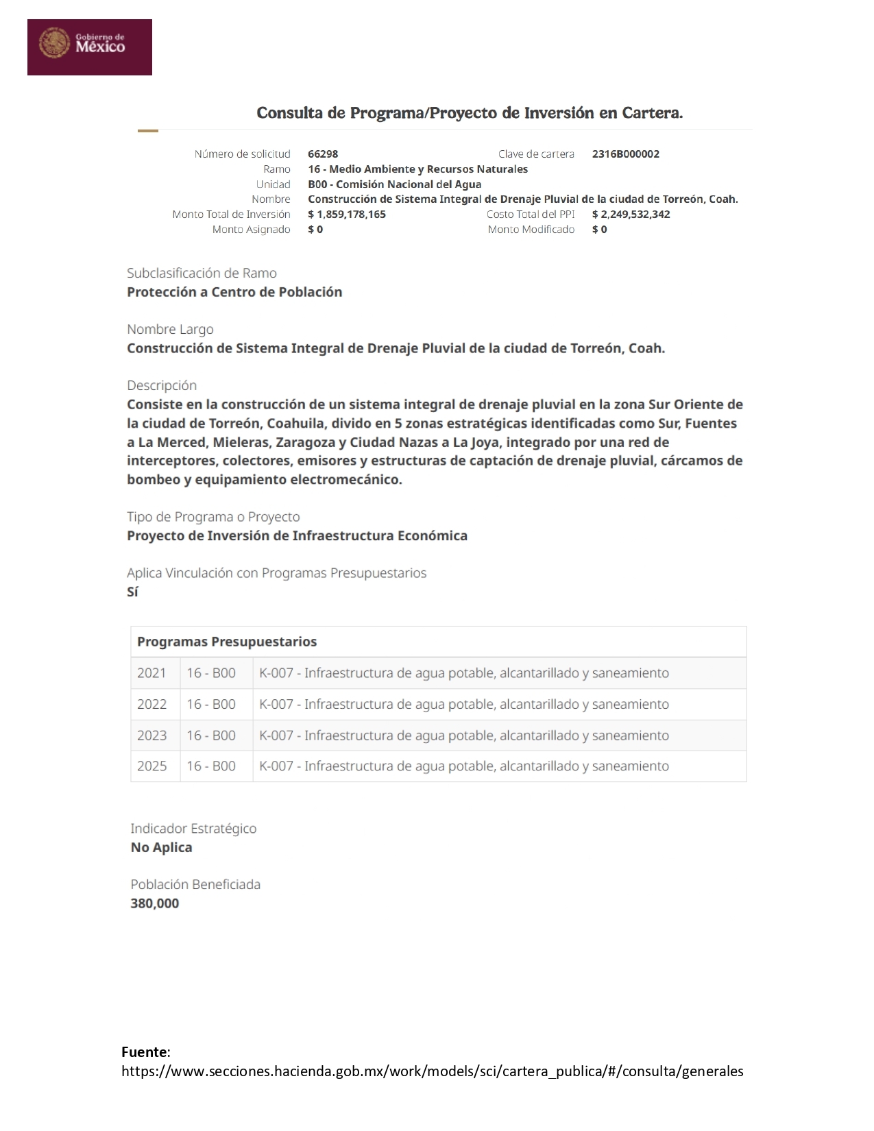 Il Dipartimento del Tesoro posticipa l'inizio dei progetti di drenaggio delle acque piovane a Torreón.