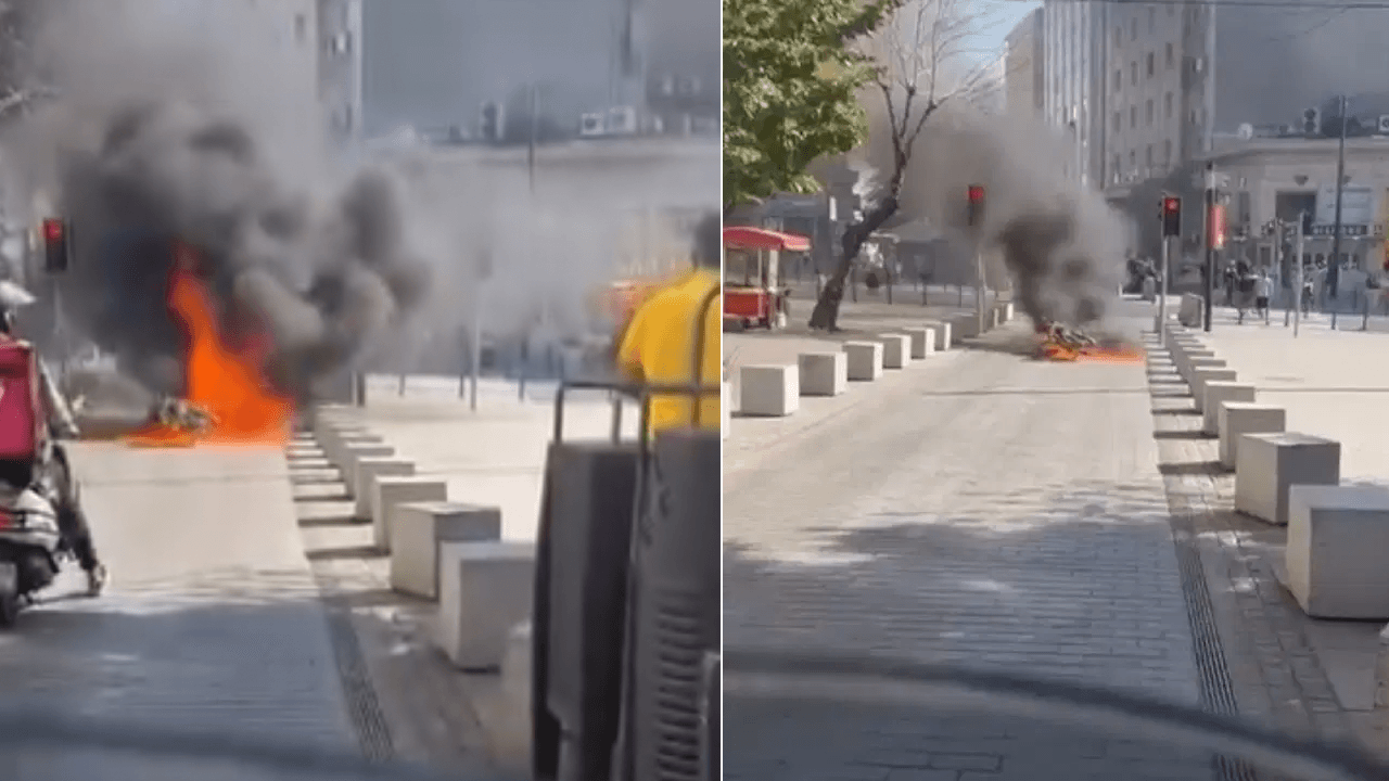 He set fire to his motorcycle, which was banned from traffic.