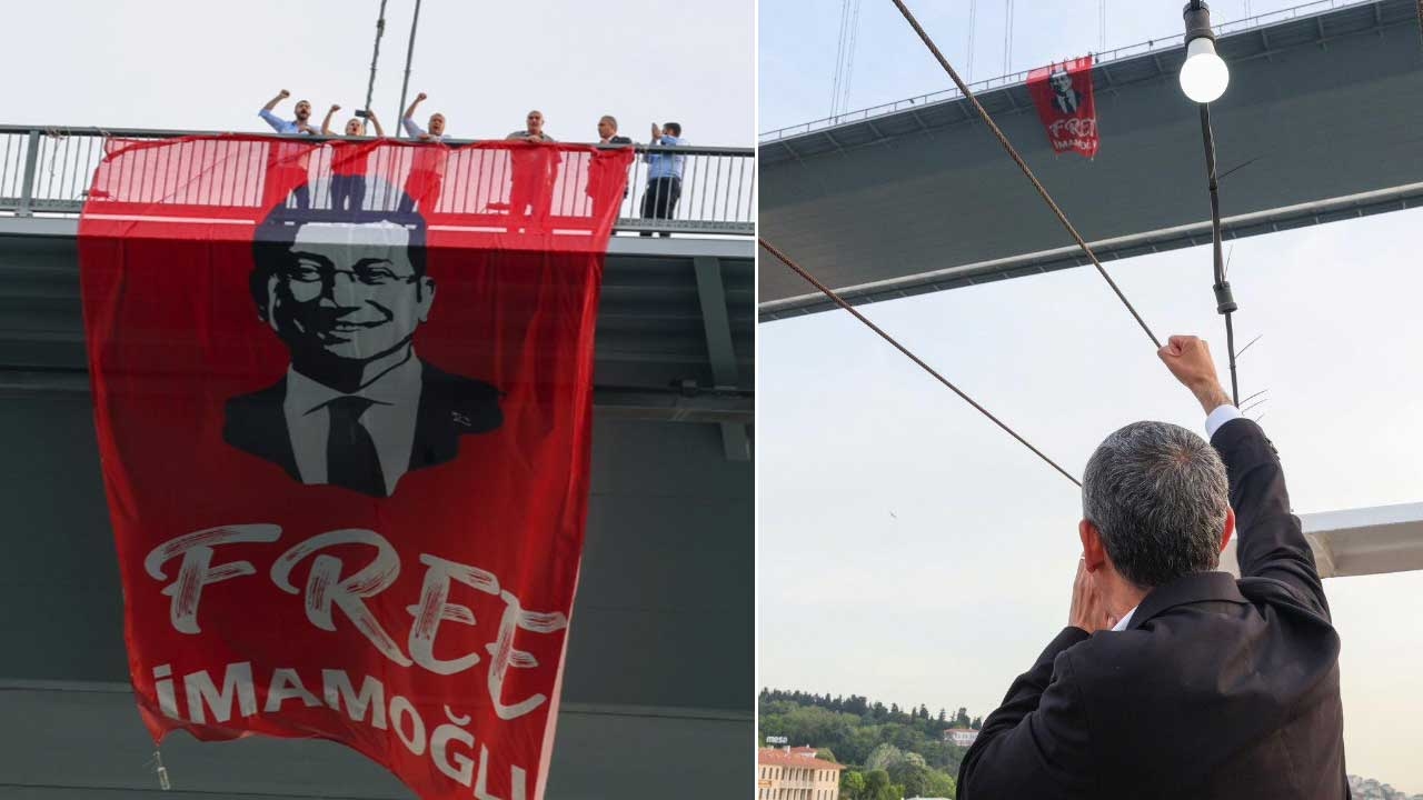 Onderzoek naar het İmamoğlu-spandoek dat door de CHP aan de Bosporusbrug is opgehangen