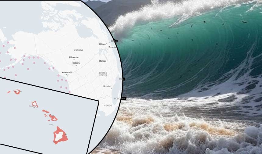 USA in Alarmbereitschaft! Sie haben eine Karte veröffentlicht, die zeigt, welche Region der Tsunami zu welchem Zeitpunkt treffen wird.