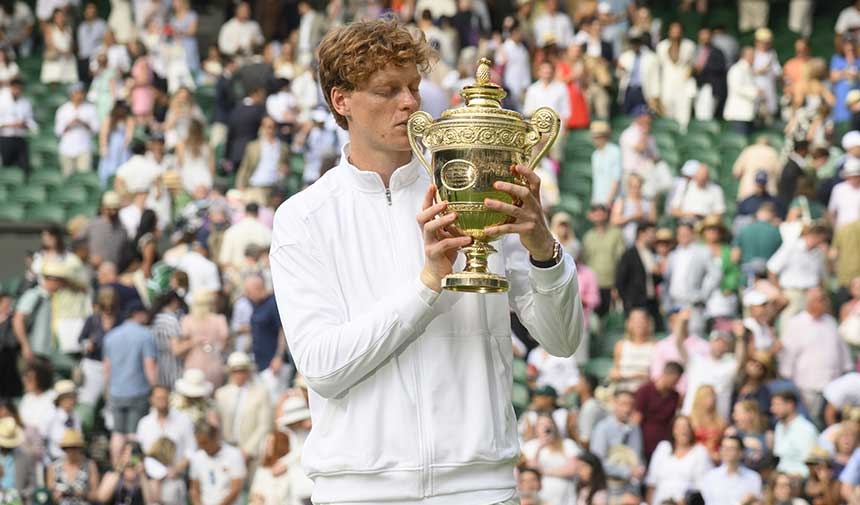 Sinner achieved a first by lifting the trophy at Wimbledon