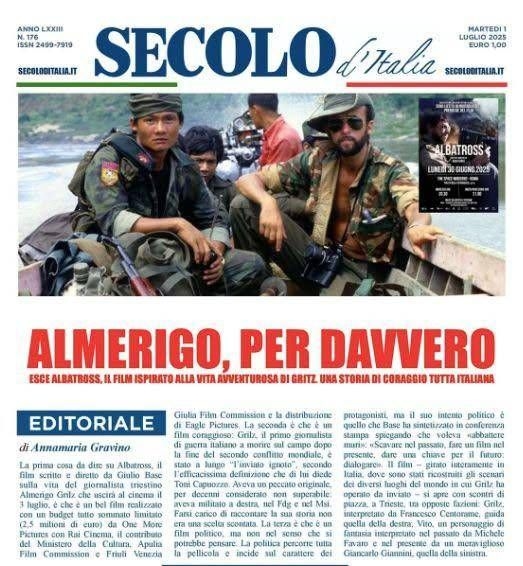 Le 'Secolo d'Italia' consacre un spécial à Almerigo Grilz et au film 'Albatros'