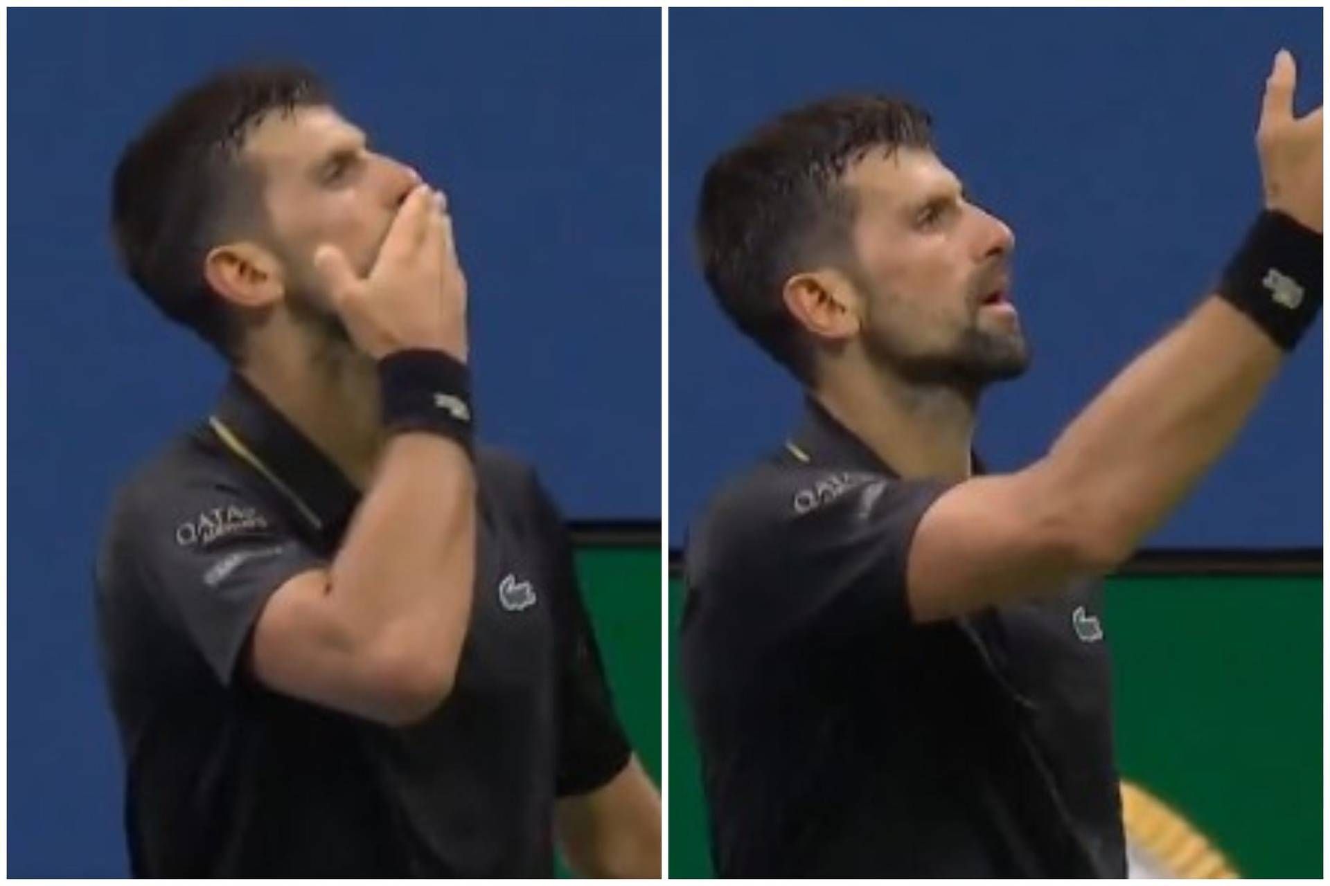 Djokovic dá show no US Open: multidão vaia, ele vence o set e manda beijos.