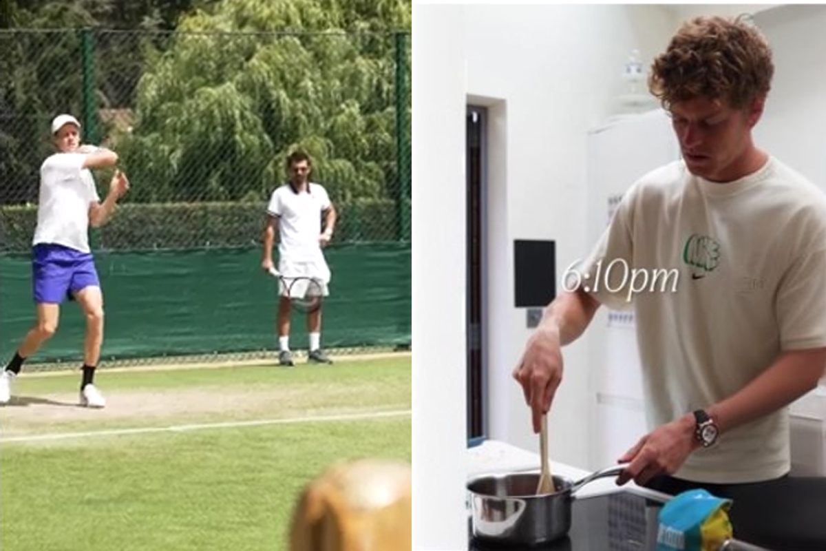 Sinner, seine Ballwechsel und seine Kochgeheimnisse vor dem Halbfinale gegen Djokovic. Das unveröffentlichte Video aus Wimbledon.