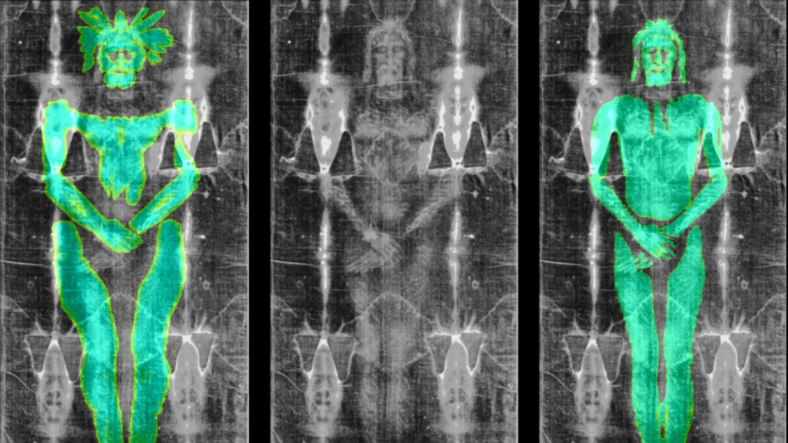 Das Grabtuch wurde nicht über einen Körper gespannt, sondern über eine Skulptur