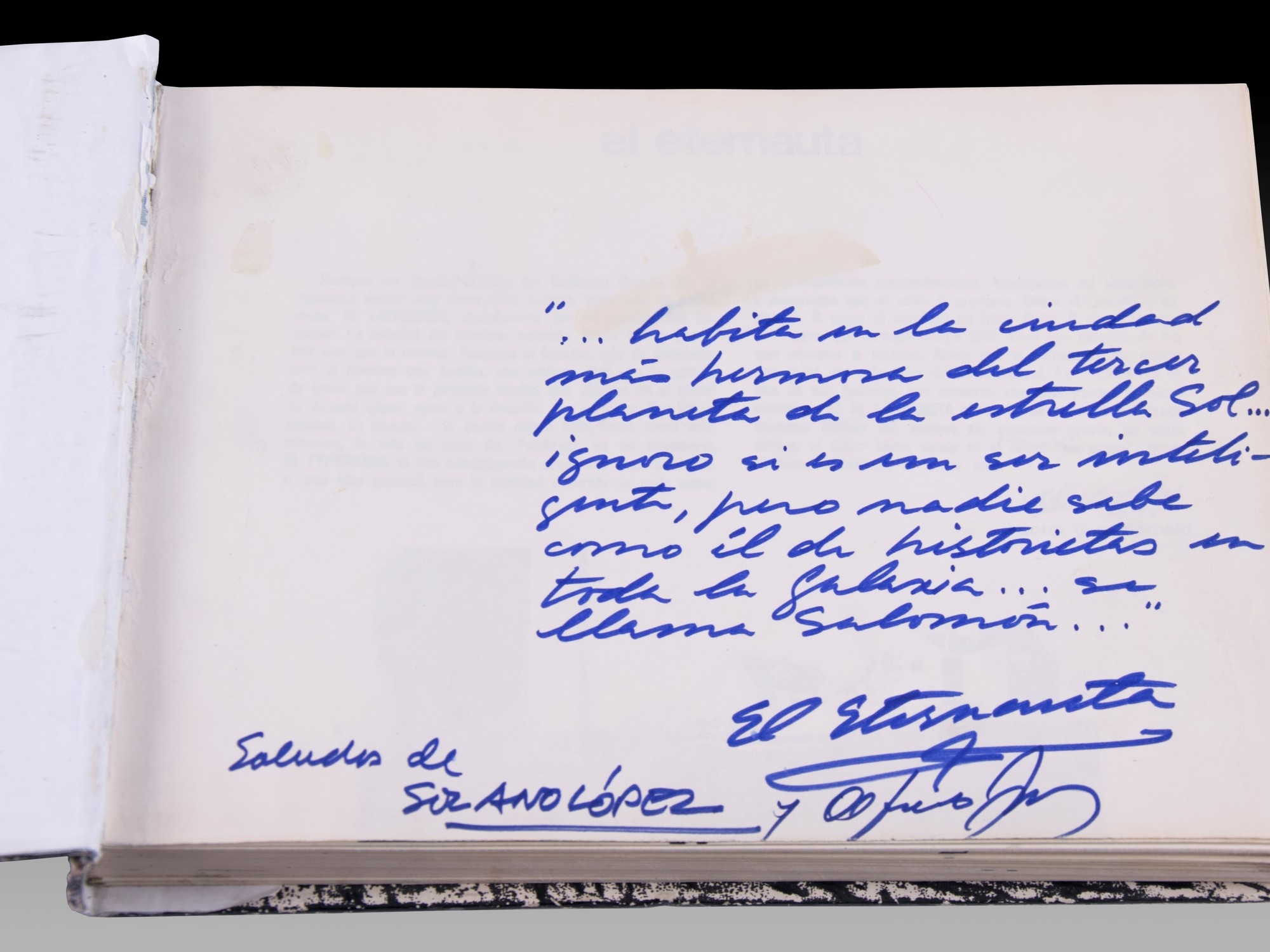 Subastan hoy una primera edición de El Eternauta: una pieza única con dedicatoria original