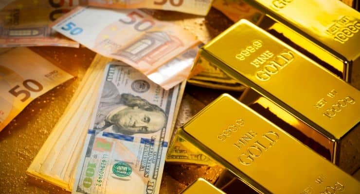 Wekelijkse balans in dollars, euro's en goud