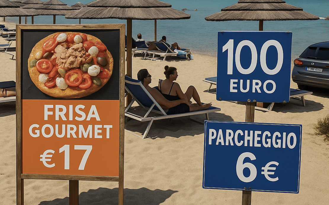Salento, vacaciones caras: desde 17 euros por una frisa en la playa hasta 100 euros por un día de playa.