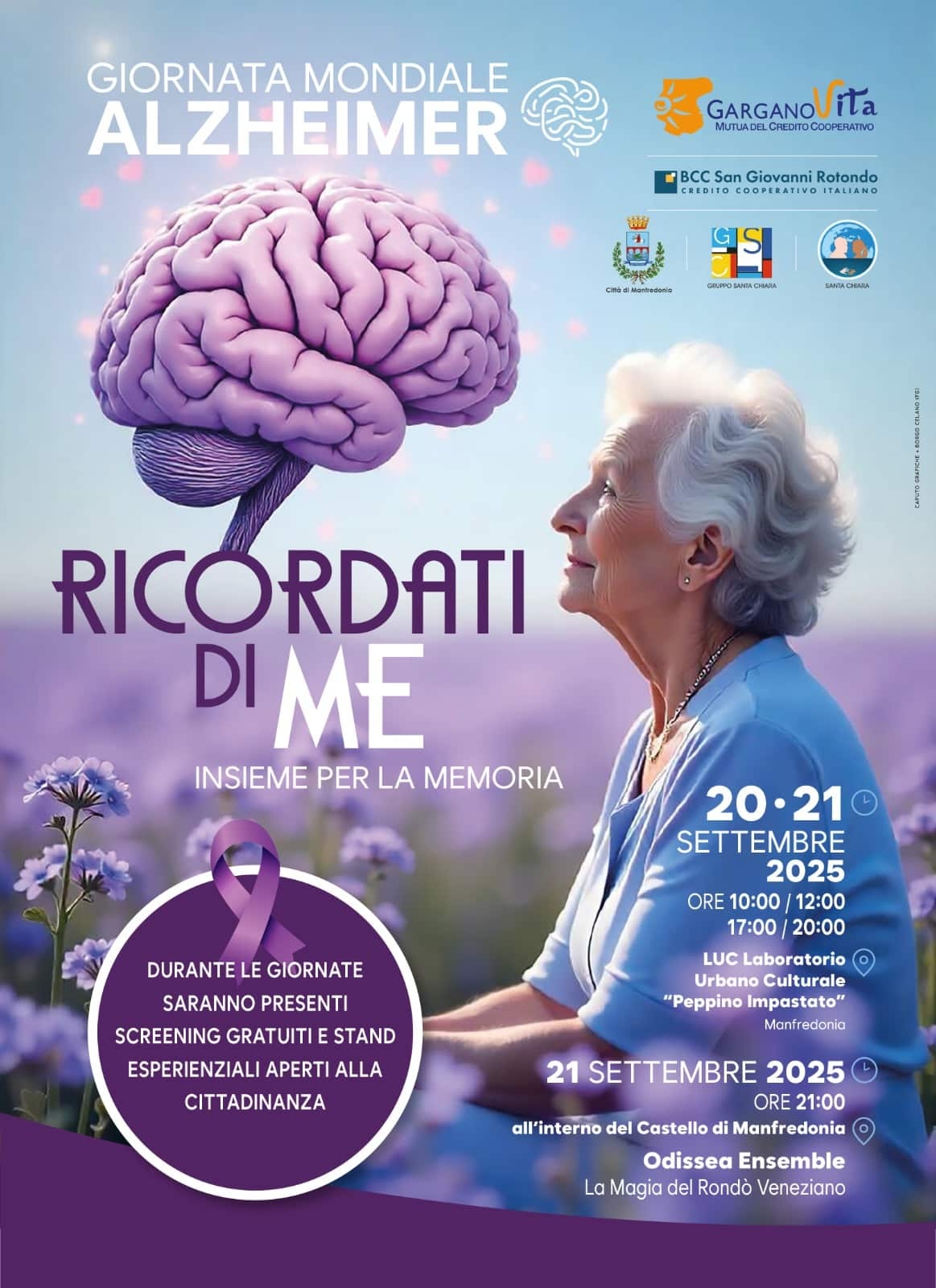 "Lembre-se de mim – Juntos pela memória": dois dias de campanha de conscientização sobre o Alzheimer em Manfredonia.