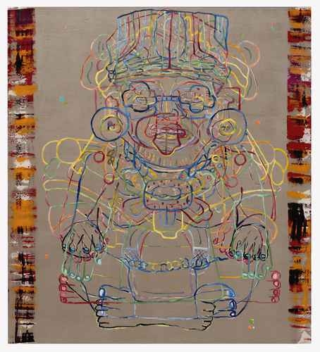 Demián Flores' paintings reinterpret Zapotec iconography and remains.