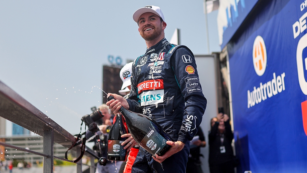 Kyle Kirkwood Hangs On, Pulls Away to IndyCar Victory in Detroit