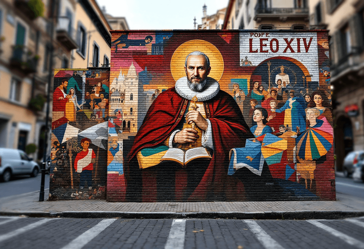 Ein Papst Leo XIV. gewidmetes Wandgemälde in Mailand