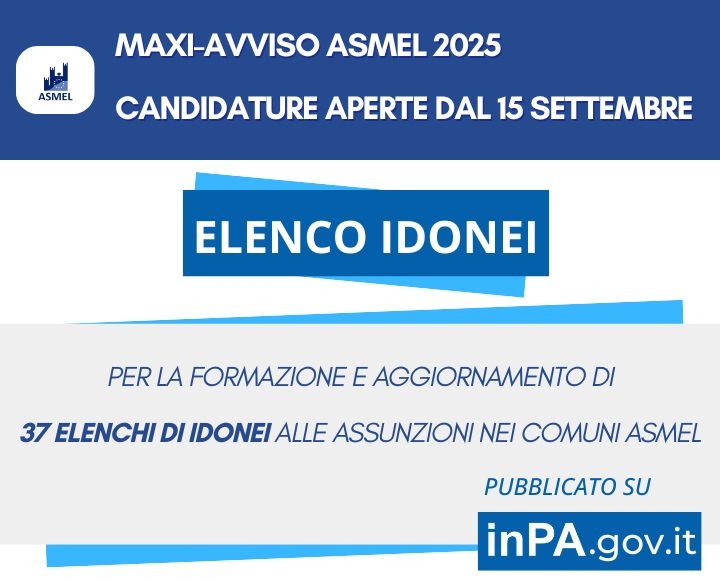 Aviso de Asmel Major: Novas oportunidades de emprego em municípios italianos
